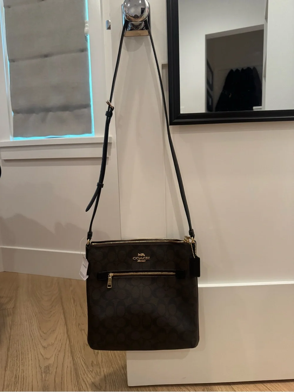 Vintage Coach Brown Signature Crossbody Bag - Adjustable Strap